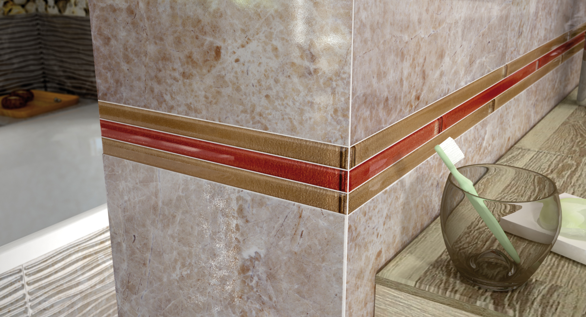 Декор Opoczno Nizza Border Glass Red